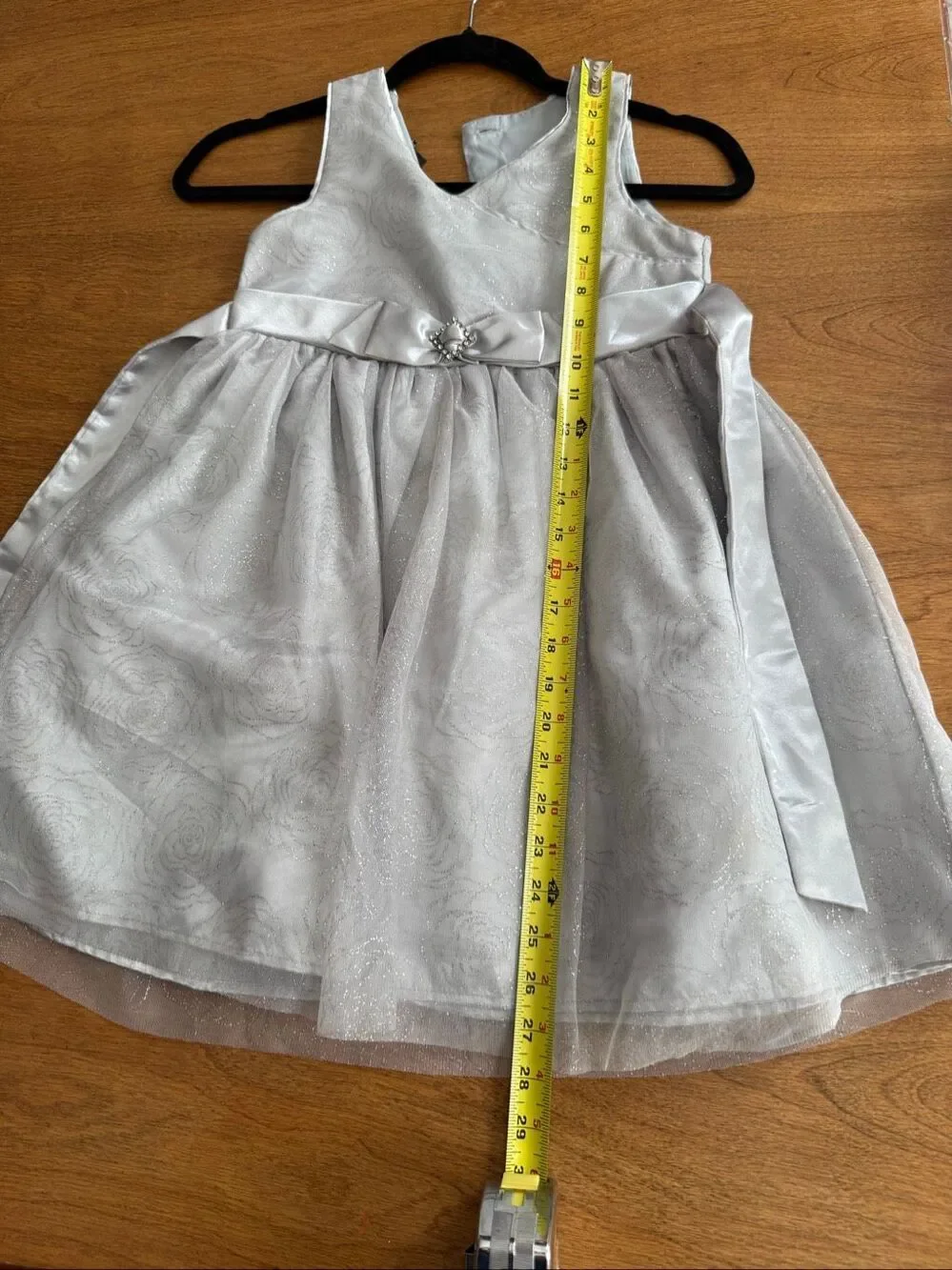 Holiday Editions Kids Sleeveless Glitter Tulle Dress Metallic Silver Size 7/8